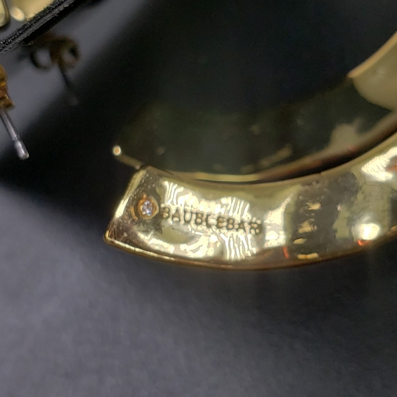 BAUBLEBAR MILA Signed Gold Tone Hammered Hoop Earrings - Picture 10 of 10